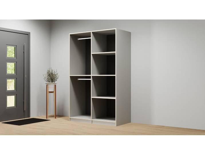Offener Kleiderschrank in Multiplex-Optik Premium Dekore Grau Multiplex Kante