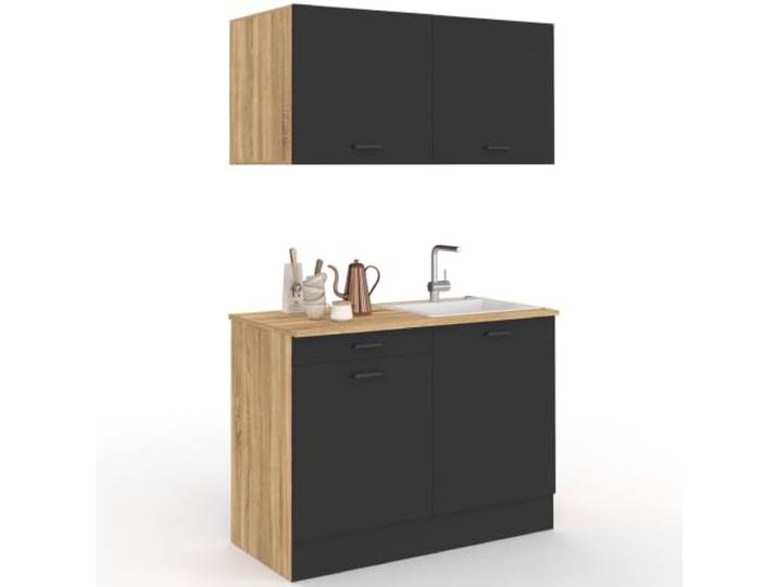 IDMarket - Cuisine complète STIL Kitchenette 120 cm avec plan de travail 3 éléments bois et noir