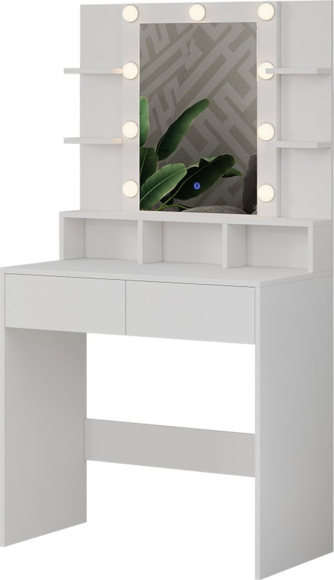 Vicco Taylor Kaptafel Wit met Spiegel en LED-verlichting, Breedte: 80 cm