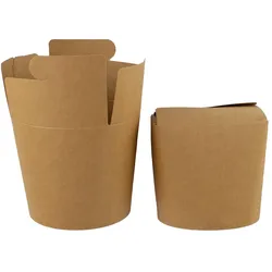 DayBays 500 Stk. Dönerbox 16 OZ 500 ml Papier+PE-beschichtet Rund unbedruckt Kraft Design Braun