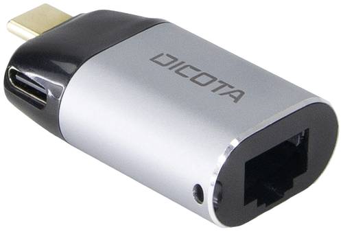 Dicota USB-C Adapter [1x USB-C Stecker - 1x RJ45-Buchse] Mini mit Ladebuchse