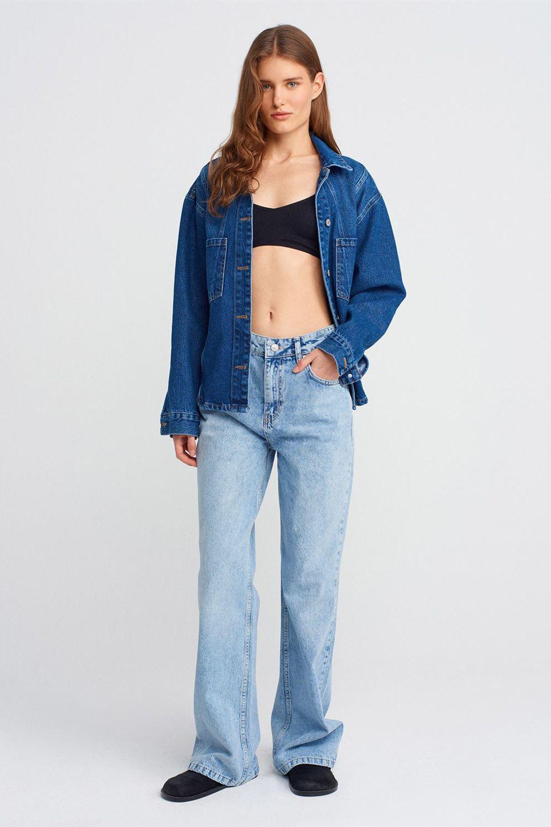 Hochtaillierte Wide-Leg Denim-Jeans