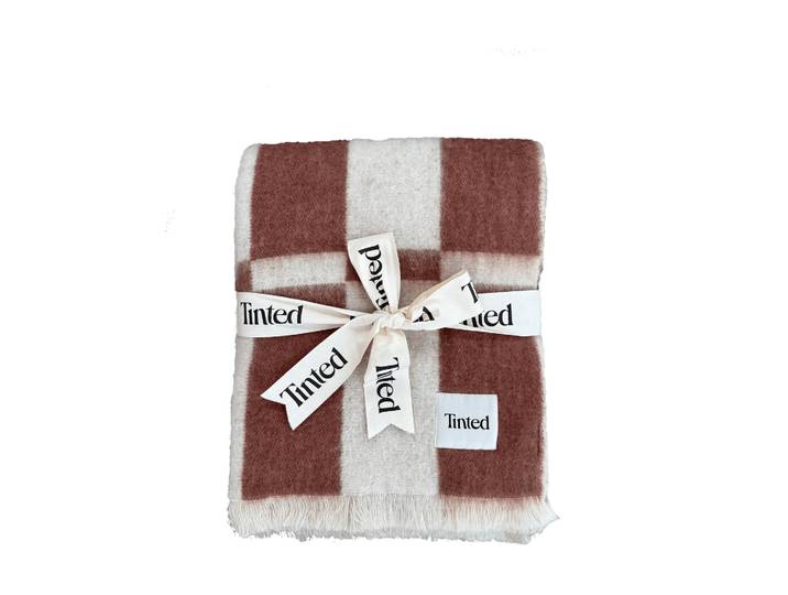 Tinted Hallin Mohair-Plaid Off white-Rost, 130×170 cm