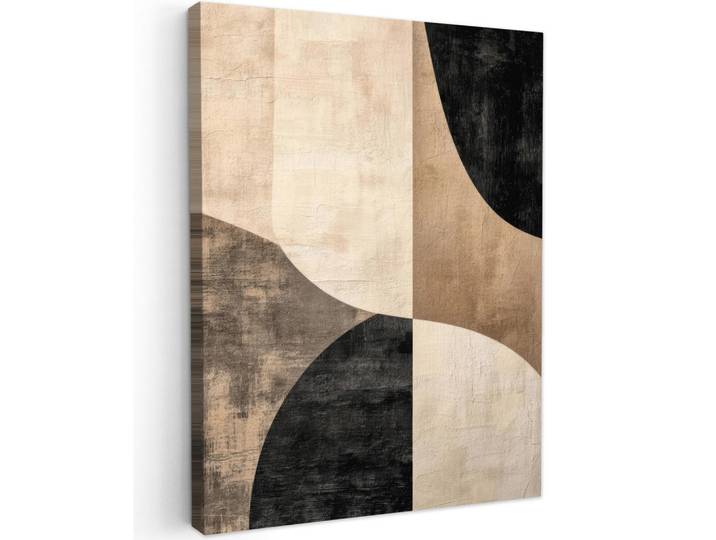 MuchoWow Leinwandbild - Abstrakt - Flugzeuge - Schwarz - Rund - 60x80 - Gemälde, Beige, Textil, Kiefer, Rechteckig, 60x80 cm, gerahmt, Bilder & Rahmen, Bilder, Wandbilder