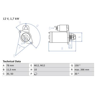 BOSCH Starter 0986014940 für Mercedes