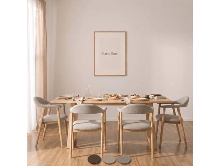 Haris Børn® Esszimmerstühle mit Holzbeinen (4er Set) Greige - Polsterstuhl mit Armlehne - Premium Esstisch Stühle & Wohnzimmer Stühle - Moderner Esszimmerstuhl 30 Tage risikofrei testen
