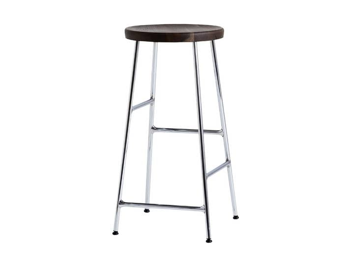 HAY Cornet tabouret de bar rond 65 cm Smoked oiled oak-chrome