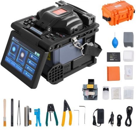 VEVOR Glasvezel-splijtoestel met 6 motoren, 5-inch LCD-scherm en 3-in-1 vezelhouder