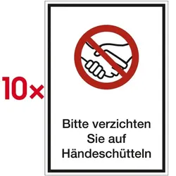 Marahrens Hinweisschild »Händeschütteln verzichten« 21 x 29,7 cm, 10 Stück weiß, 21x29.7 cm