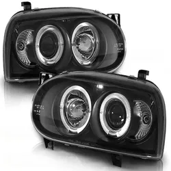 LED Angel Eyes Scheinwerfer passend für VW Golf 3 91-97 schwarz
