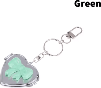 Inspire Curations Cute Heart Double Sided Keychain Makeup Mirror green