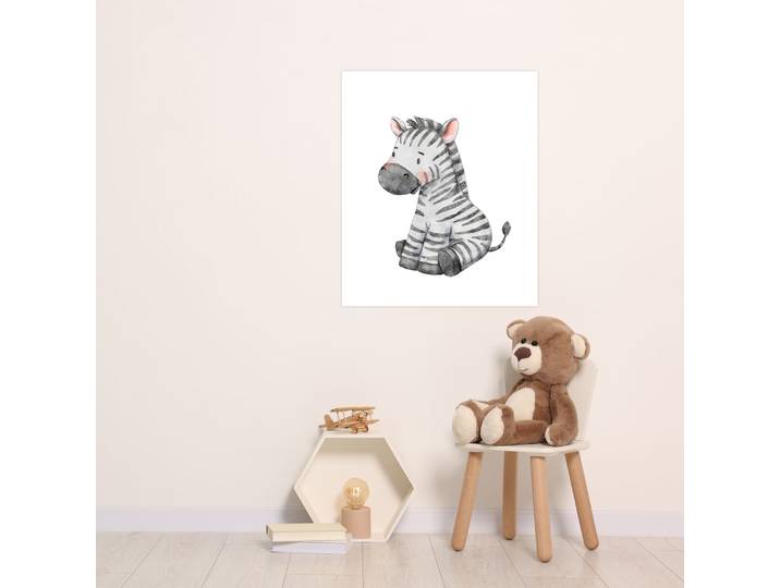 Bild mit Rahmen LÜTTENHÜTT oder Poster, Zebra , bunt (farbe bild(er): bunt), B:50cm H:70cm T:0,2cm, Papier, Bilder, Bild mit Rahmen, HD Premium Druck