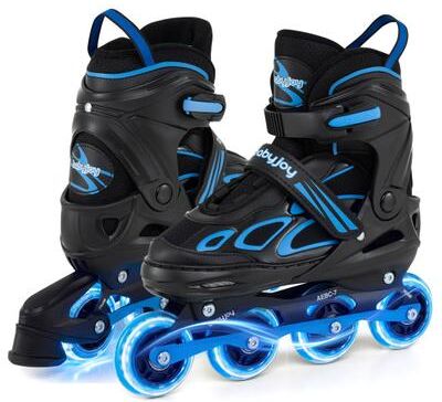 Costway Adjustable Kids' Incline Skates 4 Sizes Adjustable Blade Roller-Blue