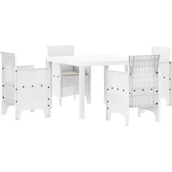 vidaXL Garten Essgruppe 5 pcs Weiß Rattan