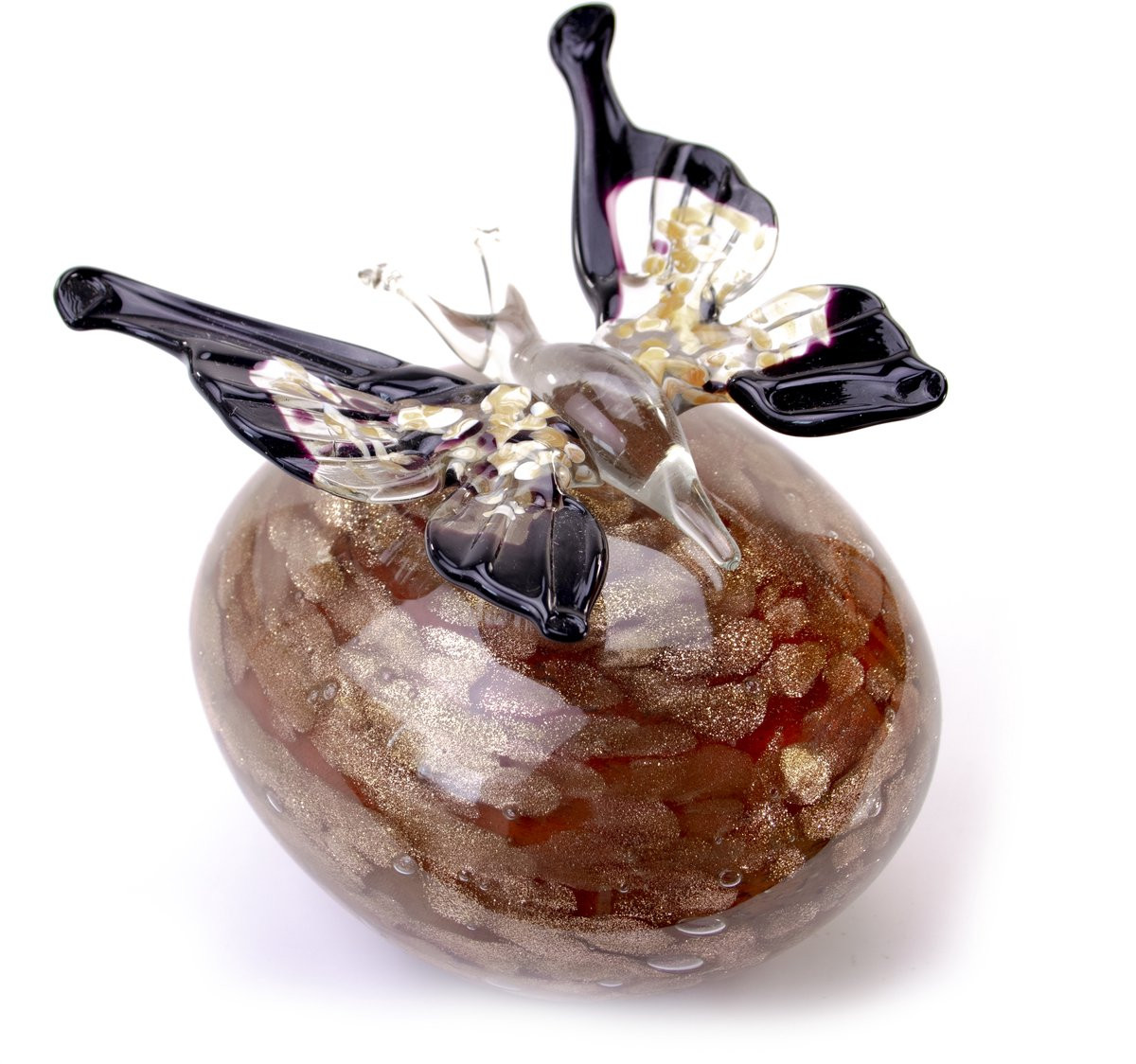 Loranto Luxe Glazen Mini Urn met Vlinder - Gouden Steen