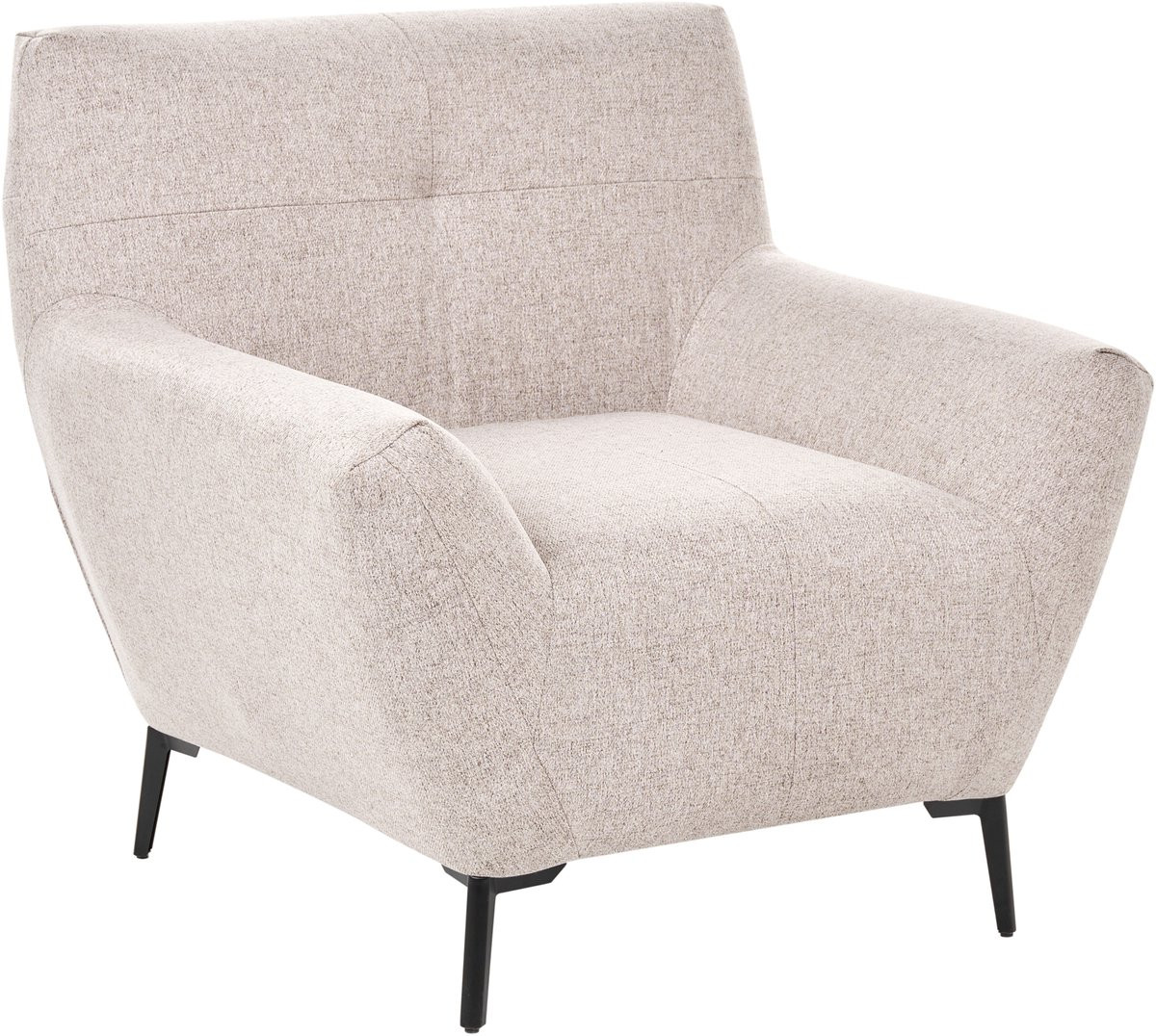 Lakene Moderne Stoffen Fauteuil met Armleuningen en Metalen Poten - Beige