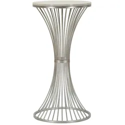 Mauro Ferretti Funnel Glam Couchtisch Ø 40x79 cm in Silbermetall und Marmor - Gestell mit verschlungenen Linien im modernen Design