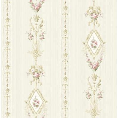 Seabrook Designs Chantilly Floral Stripe Unpasted Wallpaper