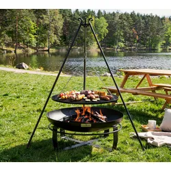CookKing Schwenkgrill Set Viking 2 | mit Feuerschale, Dreibein und Grillrost - Schwarz
