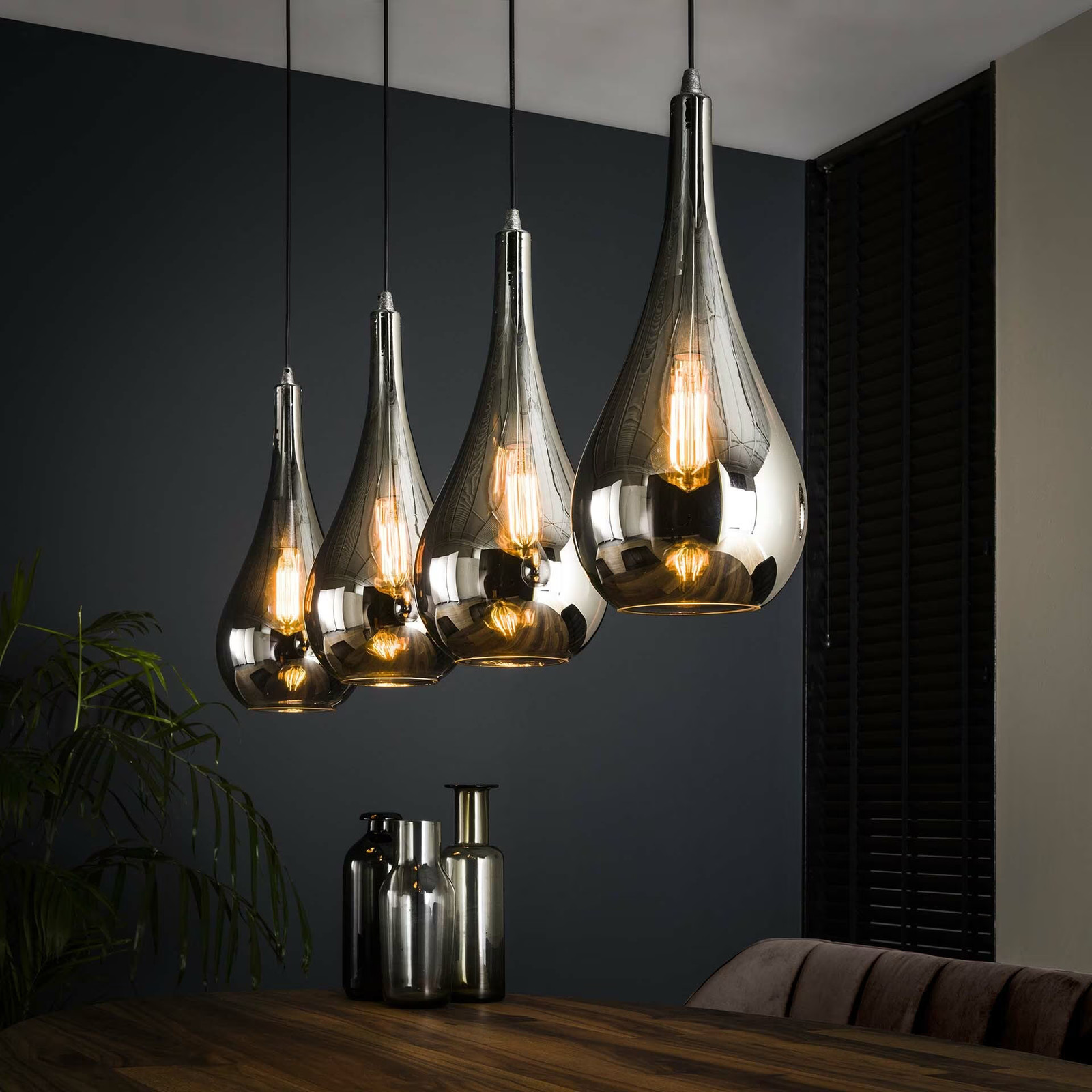LifestyleFurn Hanglamp Cassandra 4-lamps - Chrome