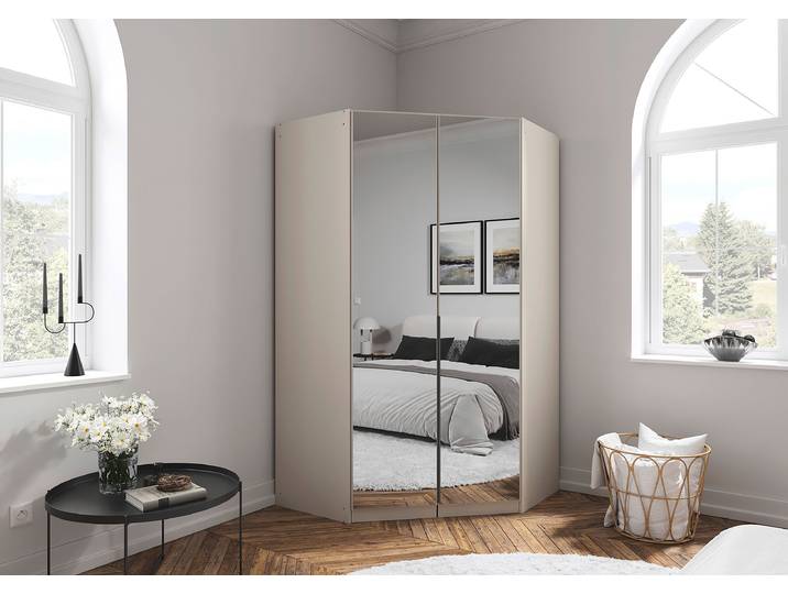 Eckschrank Alabama - Grauspiegel 117cm Beige/Kaschmir Grau
