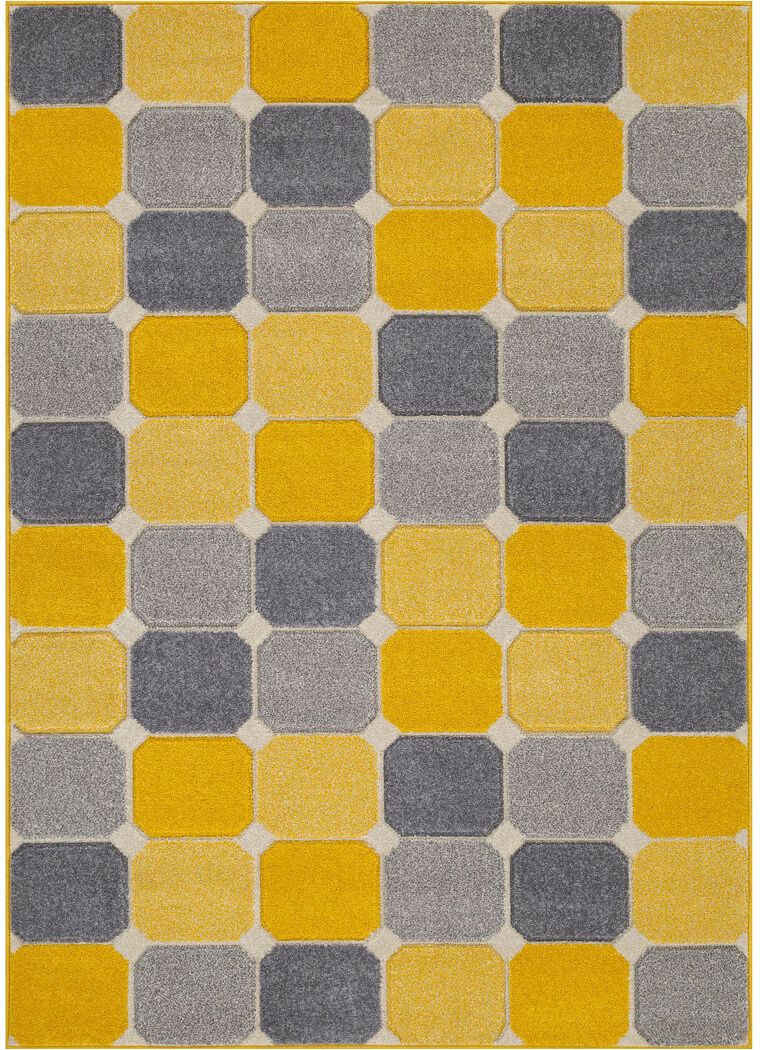 Zipcode Design Enoch Geometric Dhurrie Area Rug Grey/Yellow Rectangle 80 x 150cm