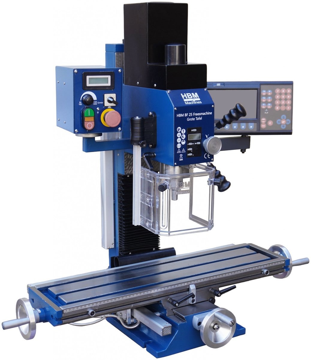 HBM BF 25 freesmachine met grote tafel, blauw