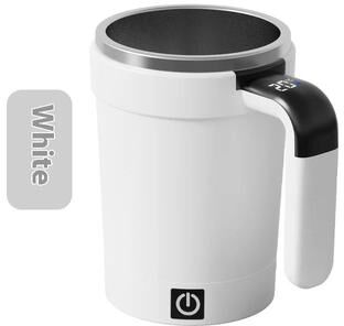 Inspired Living SmartTemp Self Stirring Coffee Mug With Digital Display 301400ml Temperature Control Mug For Travel & Fitness white