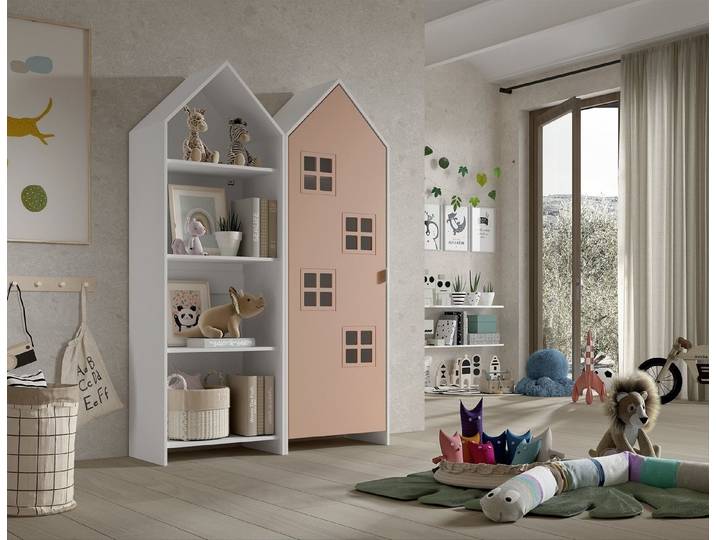 Vipack Kleiderschrank CASAMI BRUGES in Korpus Weiß / Front Pink, MDF