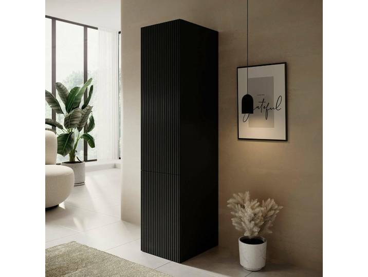 Treville - Armoire Multiusage 1 Porte\, 45x199h cm Noir\, 4 Étagères