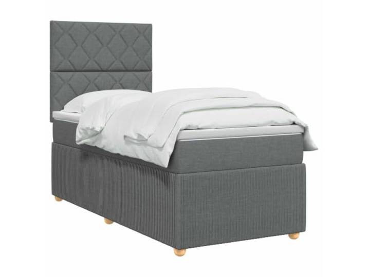 vidaXL LED Boxspringbett mit Matratze Dunkelgrau 100 x 200 cm Stoff LED-Beleuchtung für modernen Charme, Verstellhöhe des Kopfteil, Taschenfederkernmatratze für Anpassung