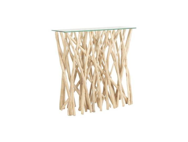 Console en verre trempé et teck - Coloris : Naturel - GAYANA
