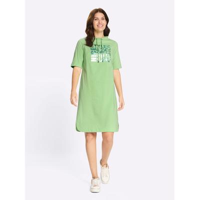 Jerseykleid CLASSIC BASICS "Jersey-Kleid", Damen, Gr. 38, Normalgrößen, reseda, Jersey, 100% Baumwolle, bedruckt, gemustert, mehrfarbig, kurz, Kleider Jerseykleid