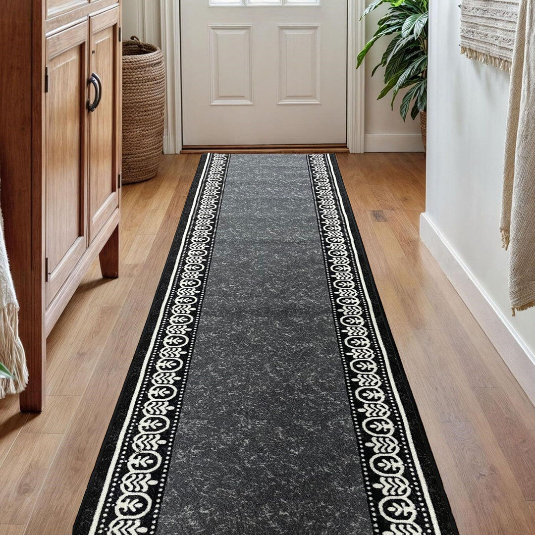 Lark Manor Ciccone Abstract Machine Tufted Area Rug Black Rectangle 66 x 1,005 cm