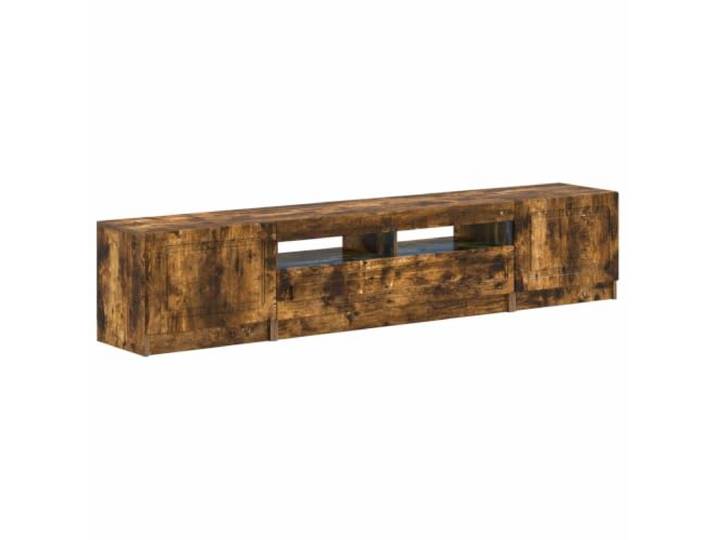 GKHPYURE TV-Schrank mit LED, 3 Stück, Eiche Rauch, Holz Technisches Holz, feuchtigkeitsbeständig, großer Raum, mehrere Einlegeböden, flexible LEDs, umkehrbare Türen 90°, Stil