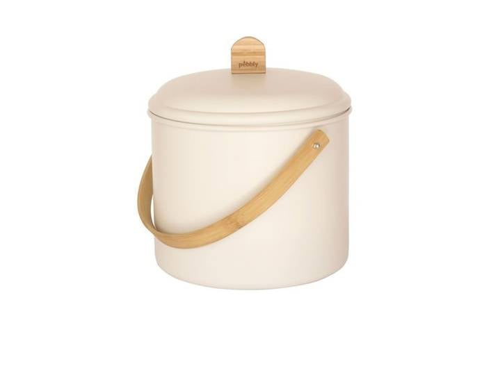 Diverse Komposteimer Pebbly Beige Stahl/Holz - Farbe: Cream - Material: Holz/Stahl