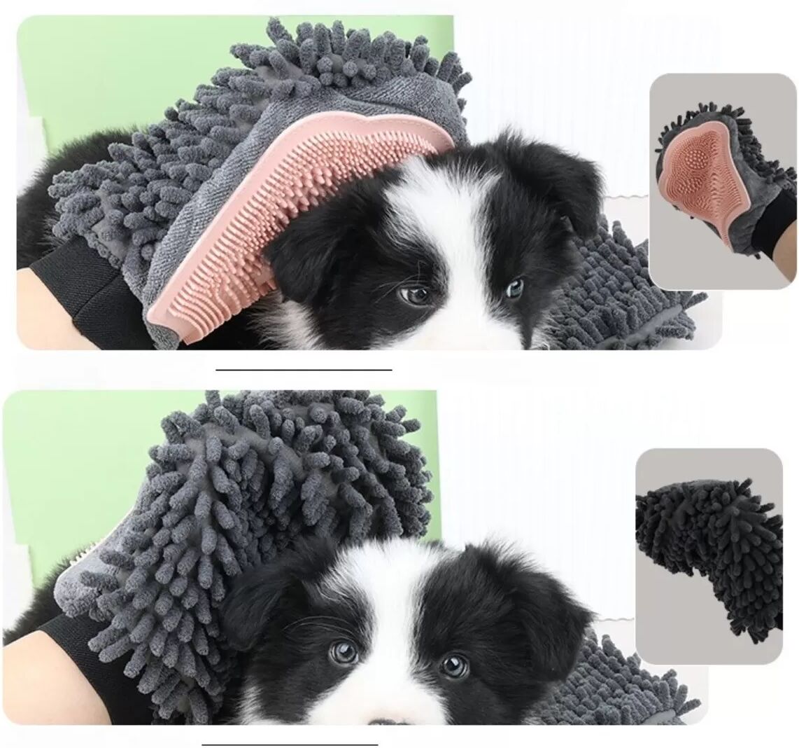 INF Doppelseitiger Tierpflegehandschuh - Sanfte Massage Badebürste für Hunde & Katzen Grün