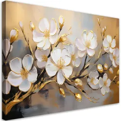 WANDBILD moderne weiße blumenpflanzen zweig