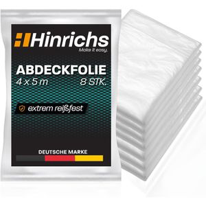 Hinrichs Abdeckfolie 8 Stück, transparente PE-Folie, 7 my, 4 x 5 m