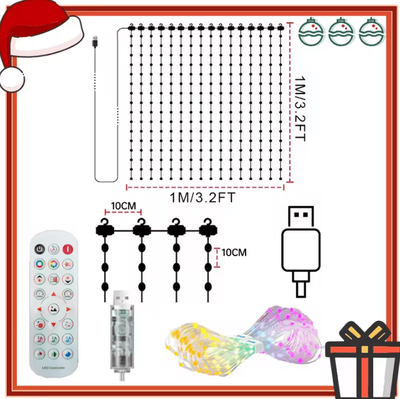 Inspire Curations Smart RGB Music Sync Curtain Fairy Lights 1mx1m 400leds 2pcs curtain Light
