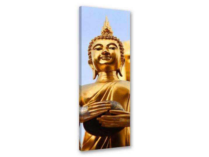 Feeby Wandbild goldene buddha statue, Goldfarben, Orientalisch, Rechteckig, 30x90 cm, Bilder & Rahmen, Bilder, Leinwandbilder
