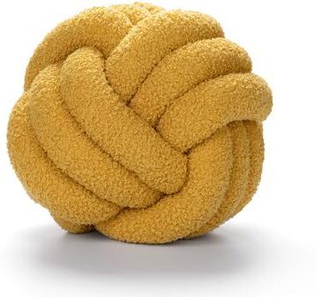 Lush Living Finds Soft Yellow Handmade Knotted Plush Round Throw Pillow, Circle Ball Cushion For Home, Living Room Halloween Decor yellow