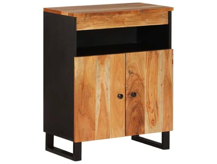 Makastle Sideboard mit 2 Türen 60x33x75 cm Braun Massivholz Akazie mit Eisenbeinen