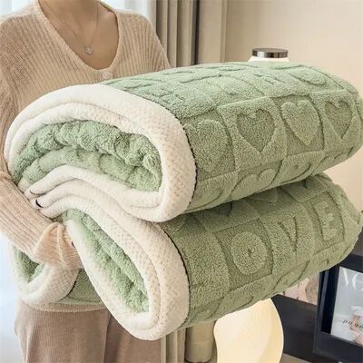 Shop Station Love Heart Coral Fleece Throw Blanket Super Soft Heart Throw Blanket For Bed, Sofa & Couch green 39.37 59.06 In