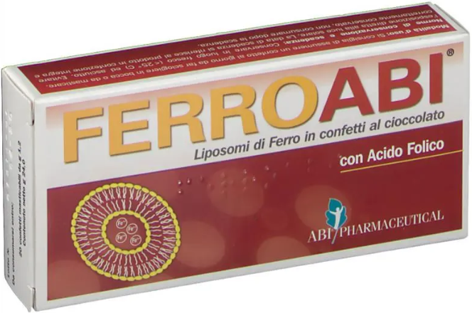 ABI PHARMACEUTICAL Srl Ferroabi Gusto Cioccolato, ABI Pharmaceutical, Integratore Ferro, 20 Confetti Orosolubili