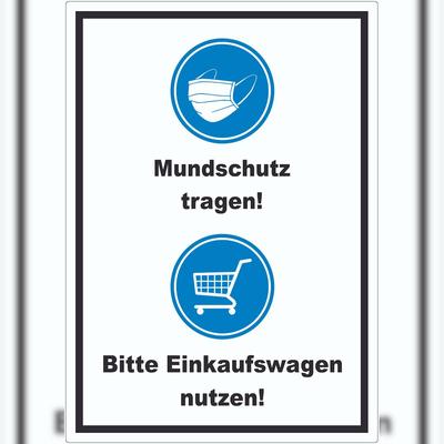 HB-Druck Mundschutz Einkaufswagen Aufkleber A2 (420x594mm)