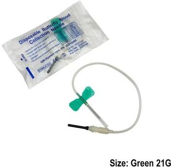 Inspired Living Disposable Butterfly Blood Collection Needles For Pets, Double Wing Animal Care Needles 50pcs Green 21g