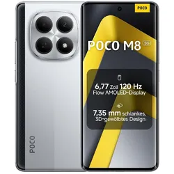 Xiaomi Poco M8 (512 GB, Silver, 6.77", Hybrid Dual SIM, 5G), Smartphone, Silber