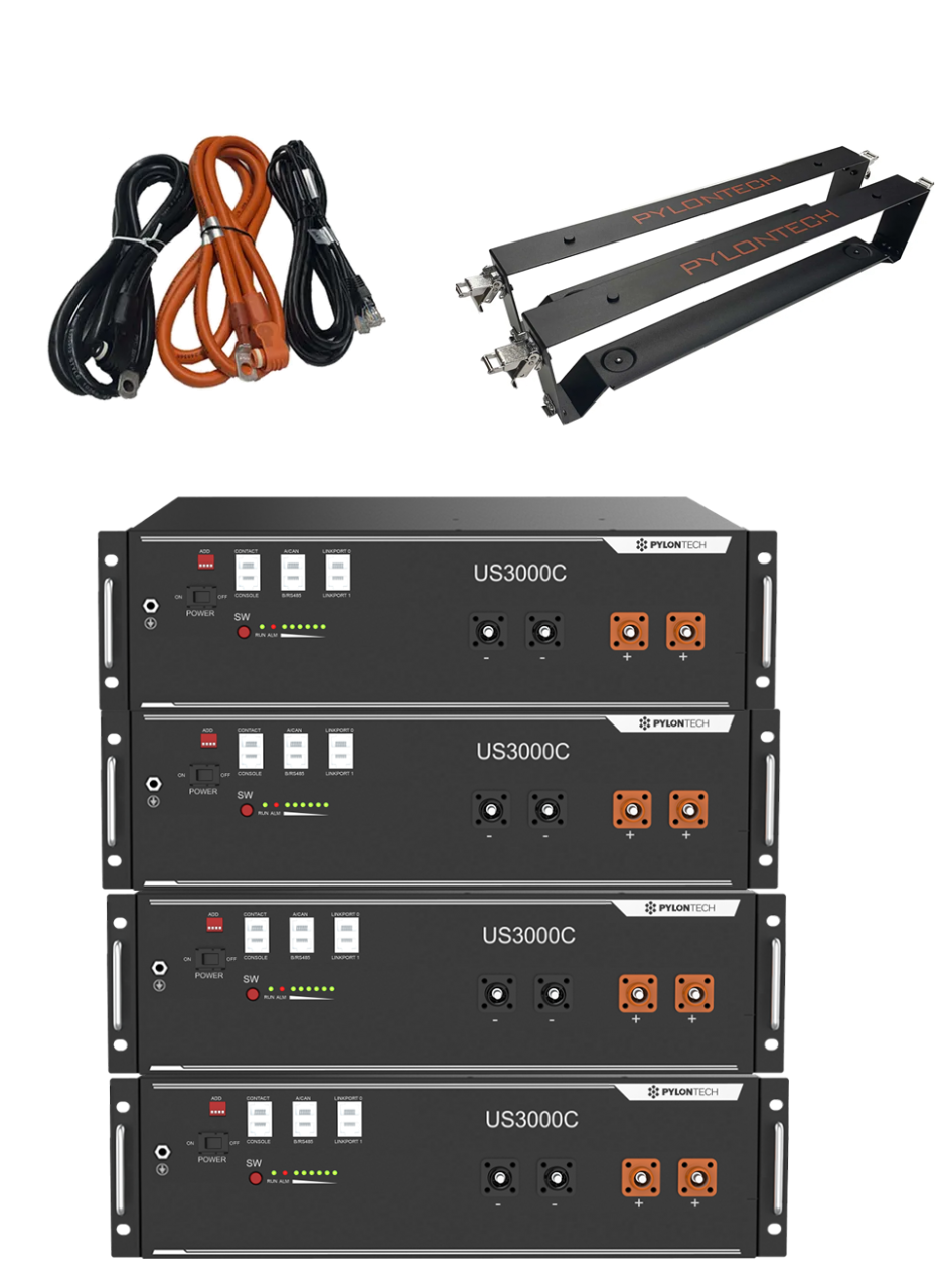Pylontech 4 x US3000C 14 kWh Solarspeicher Lithium LiFePO4 inkl. Kabel