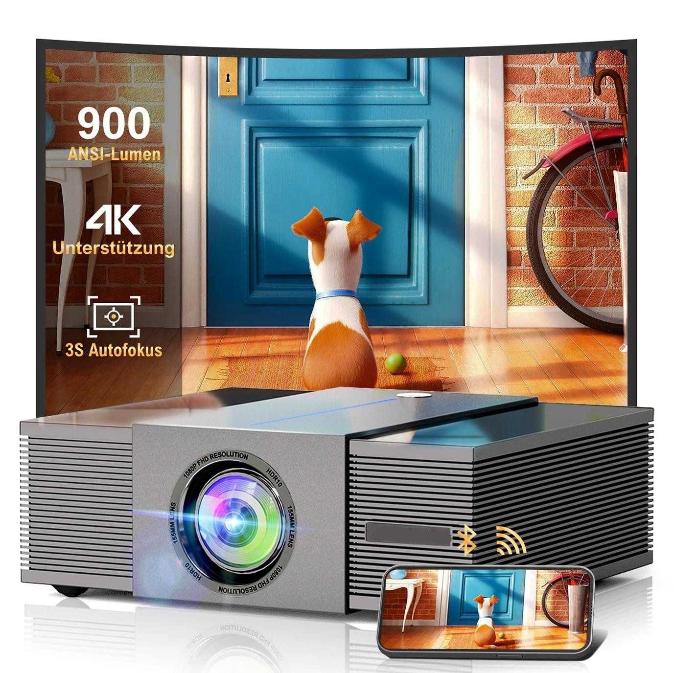 Selius Mini Beamer Projector - Draagbare Digitale Beamer met 1080P, Autofocus en Obstakelvermijding
